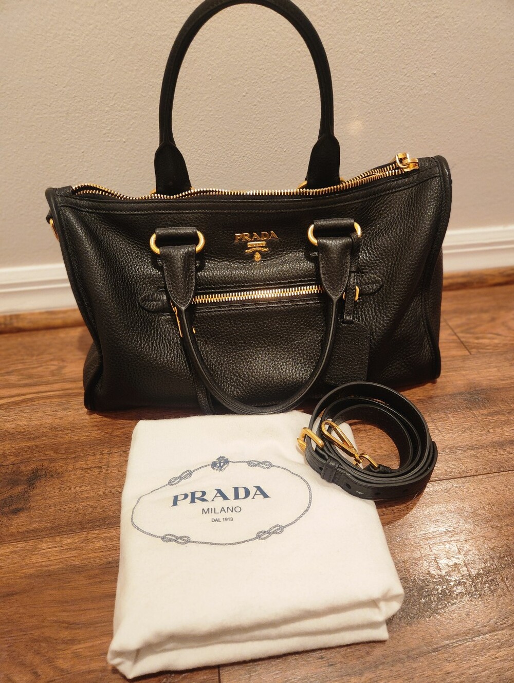 Authentic Prada Vitello Daino Satchel